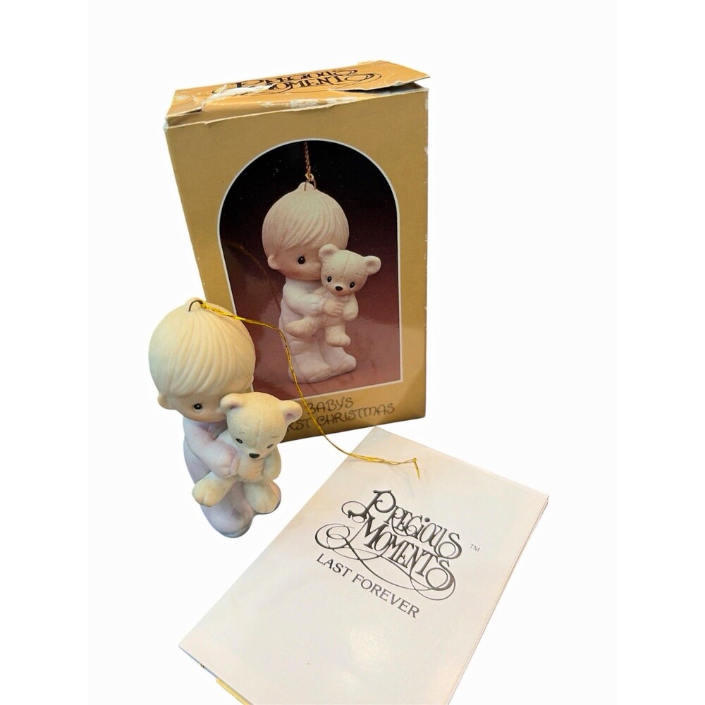 Precious Moments Baby's First Christmas Porcelain Hanging Ornament Bear w/ Box